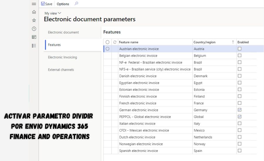 activar parametro dividir por envio dynamics 365 finance and operations